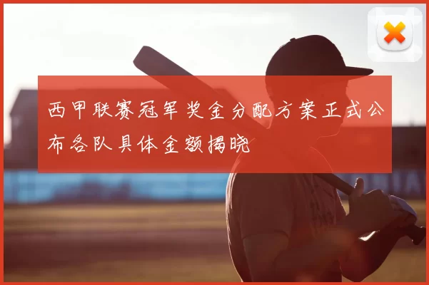 西甲联赛冠军奖金分配方案正式公布各队具体金额揭晓